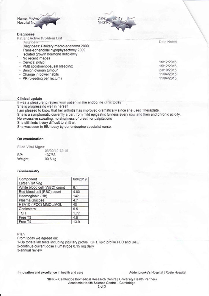 Hospital letter TheraPlate UK